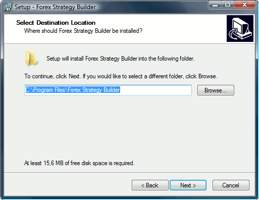 Select installation path