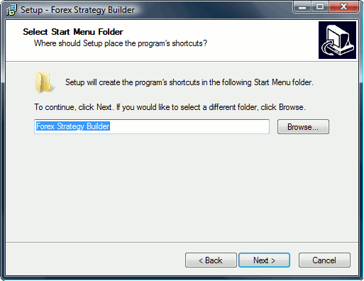 Windows Start Menu folder selection