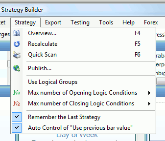 Strategy Menu